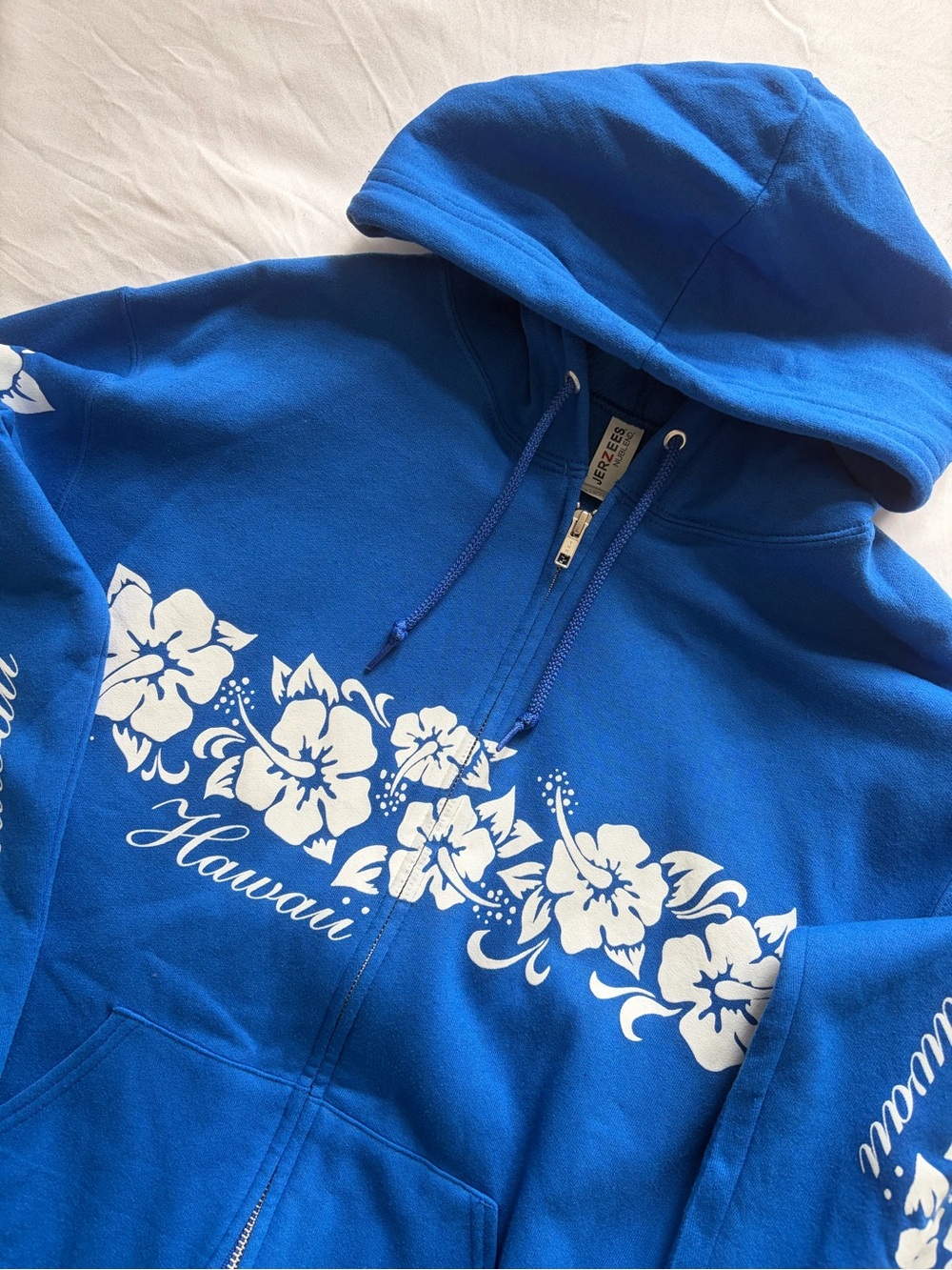 Blue Hawaii Floral Zip-Up Hoodie
